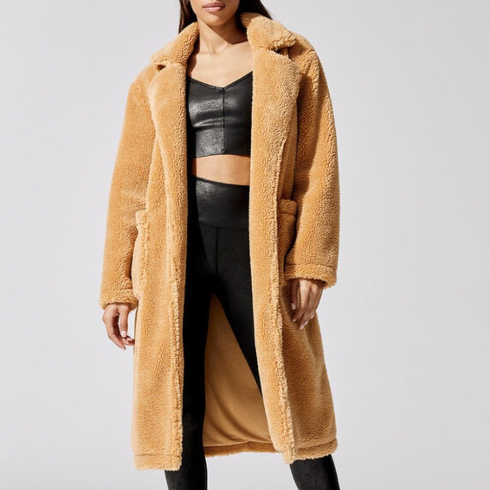 Carbon38 Women’s Teddy Trench Coat Light Brown Oversized Cozy | Size XS